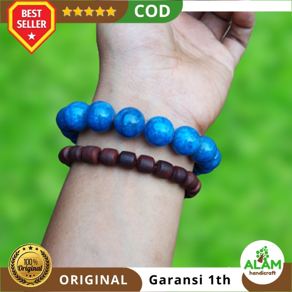 Gelang Batu Alam Laut Koral Biru Original