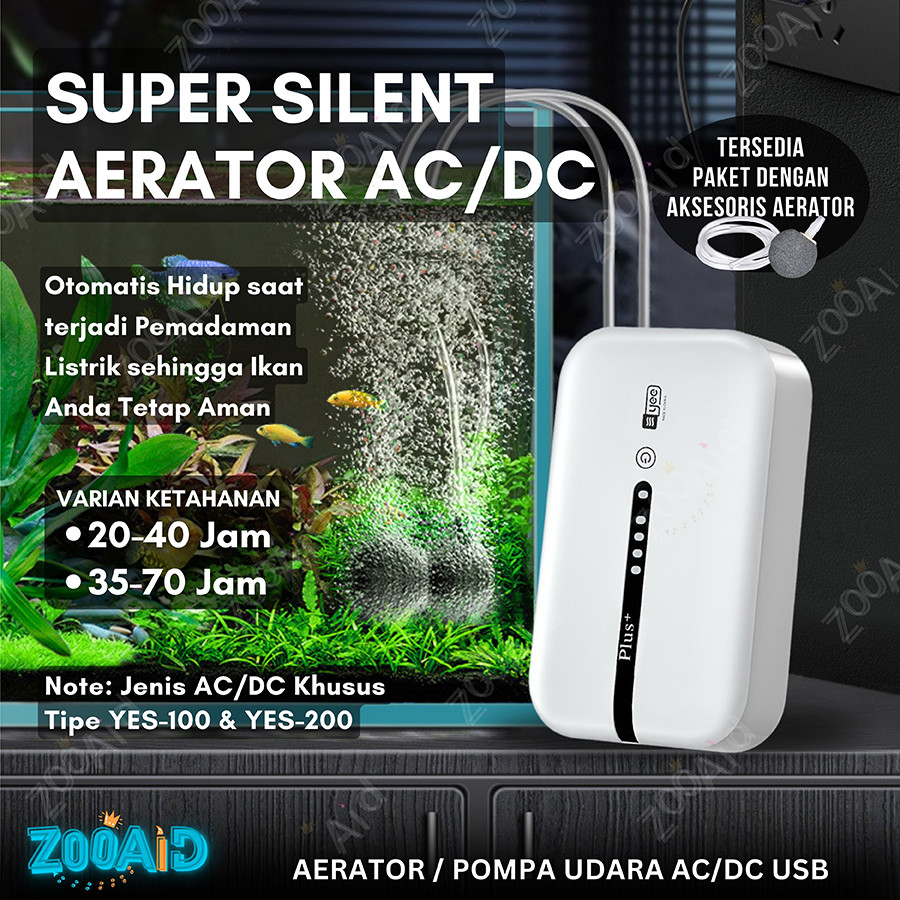 AIR PUMP SILENT AERATOR AC DC AQUARIUM USB CAS BATERAI POMPA GELEMBUNG UDARA AIRATOR OKSIGEN