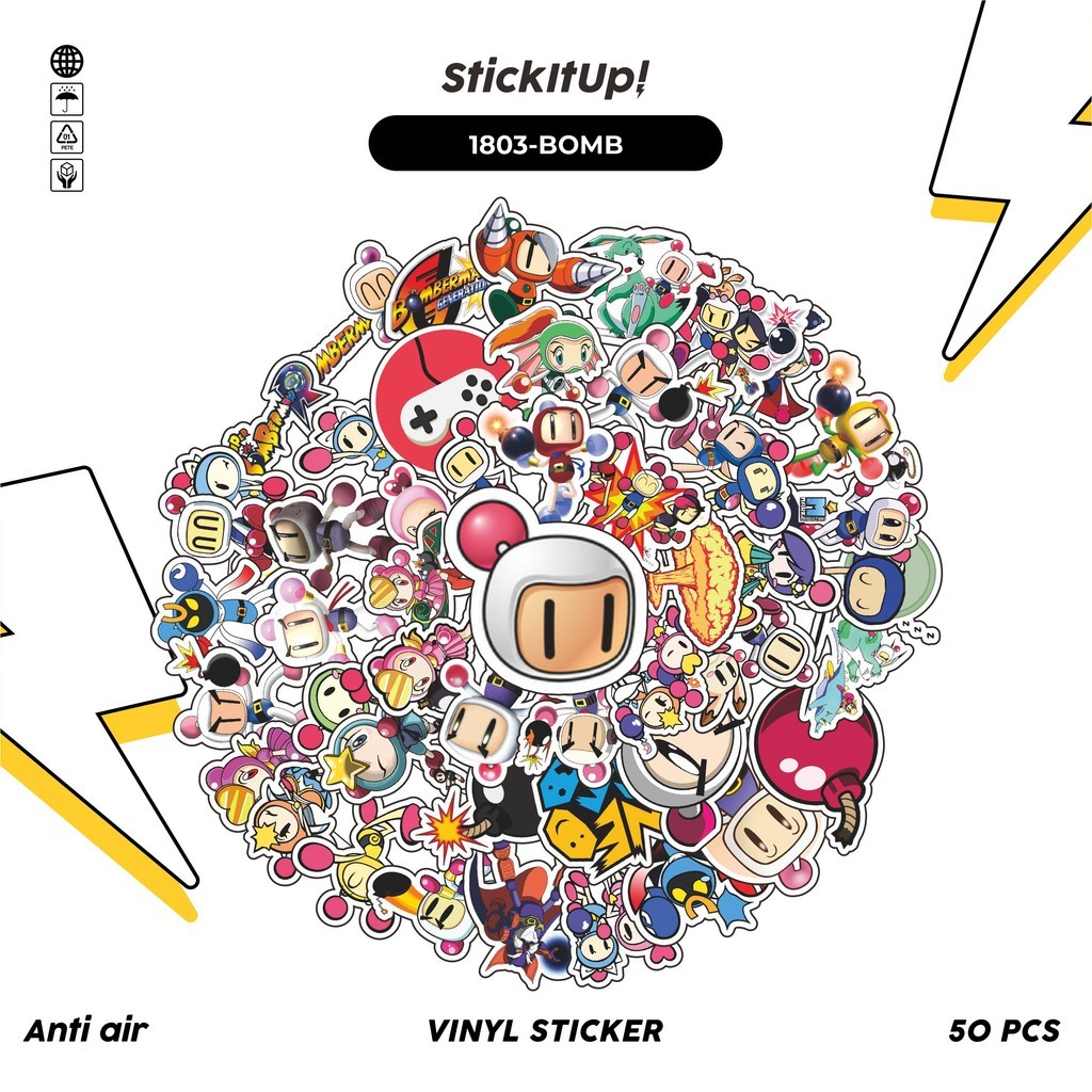 

COD 50 Pcs Stiker GAME SERIES BOMBERMAN MIX 01 Lucu Anti Air Untuk Dekorasi Notebook Sepeda Skateboard Handphone DIY