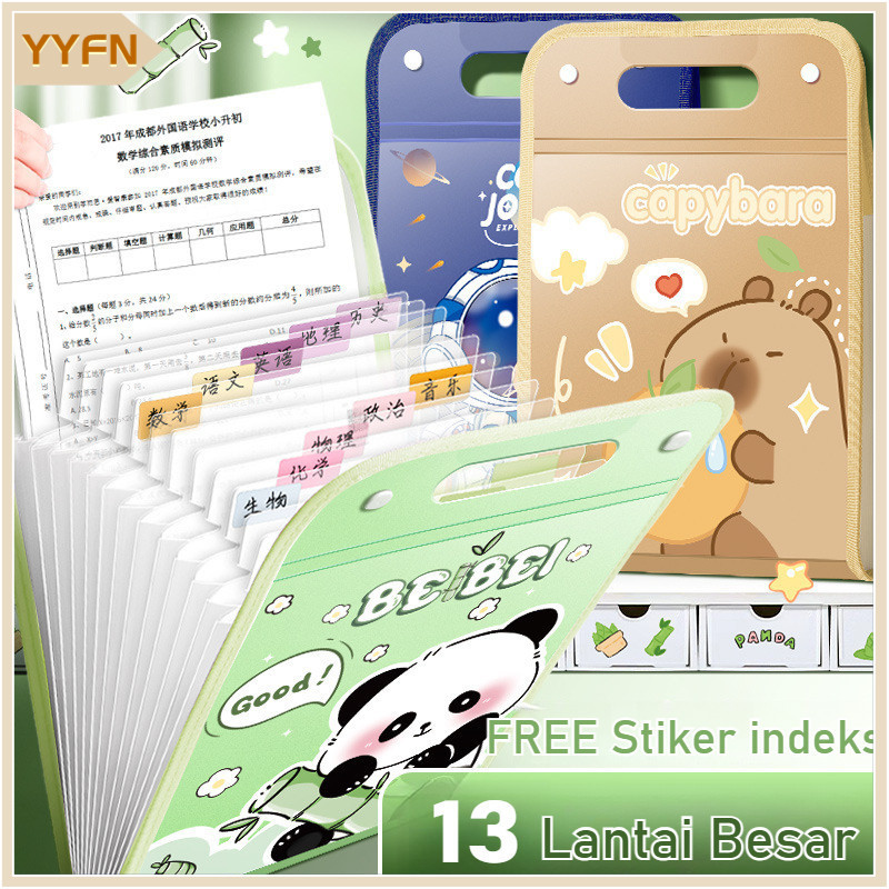 

【FREE Stiker indeks】SMS Tas File Handle Warna Transparan Anti Air Multi Layer Folder Tas File 13 Sekat Map Tas Dokumen A4 Folder Map Kerja Document