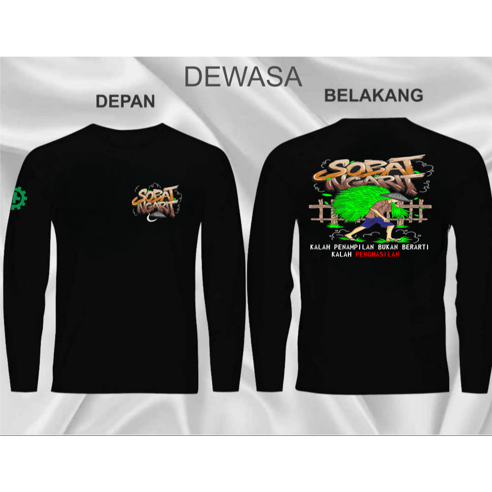 Kaos Sobat Ngarit Kaos Depan Belakang Kaos Lengan Panjang Kaos Pria Hitam Kaos Baju Pria