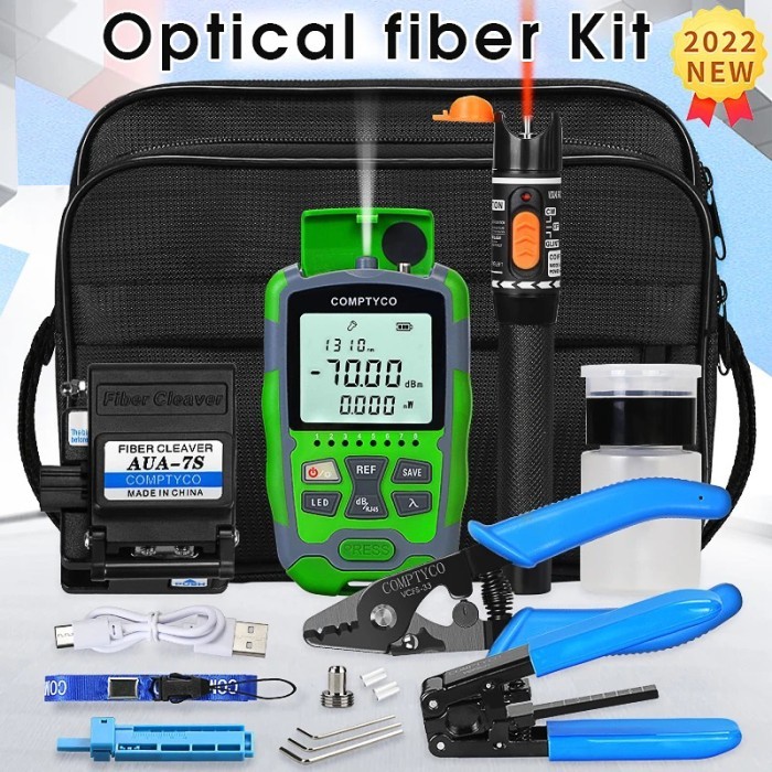 Alat Fiber Optik Fiber tool kit Alat Serat Optik Kit POWER Set Alat Tester Dan Pemotong Kabel Fiber 