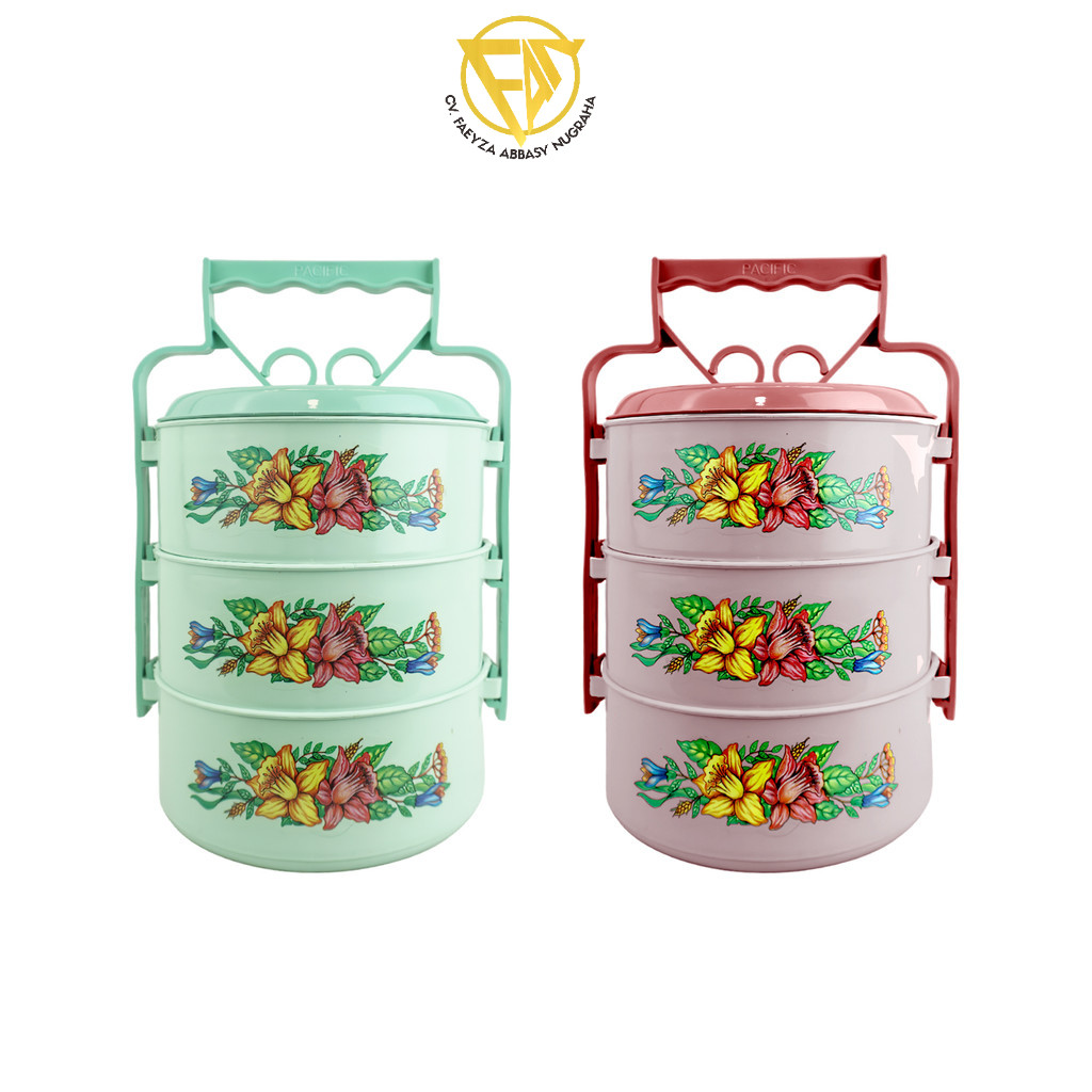 PACIFIC Rantang Bulat Plastik Food Grade 3 Susun Polypropylene Lunch Box Bulat