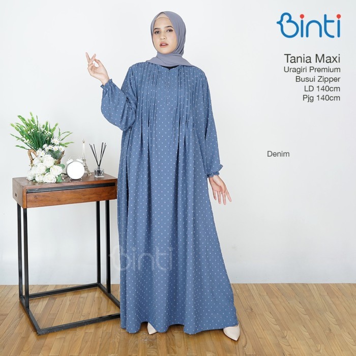 ✔HST.H✔ - DISKON jumbo maxy terbaru ld 140 gamis super jumbo big size tania ori binti - denim