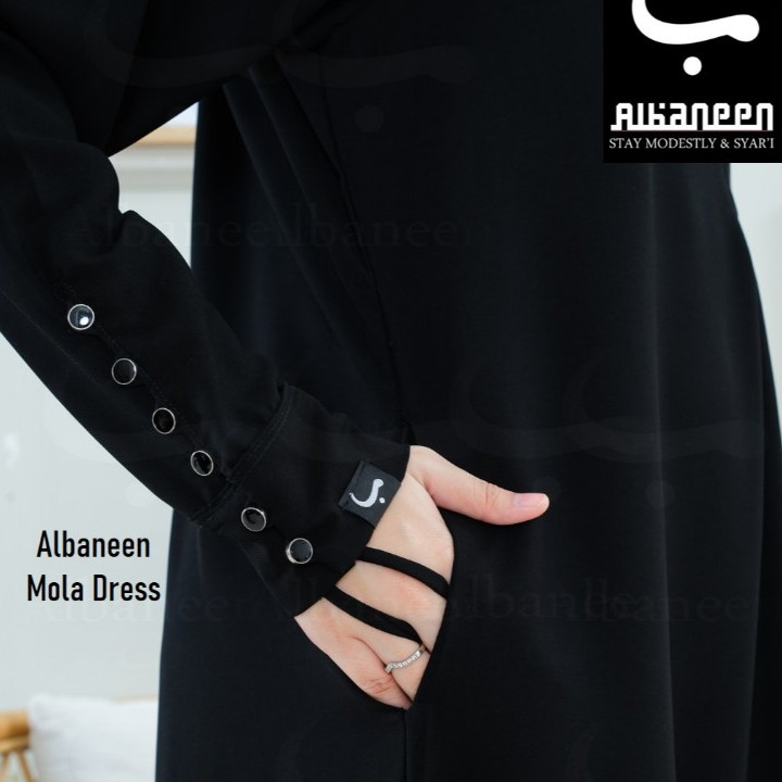 N7UR4 [NEW Mola Dress] Gamis hitam polos wanita premium | Abaya Jetblack mewah Albaneen.syari Ori | 