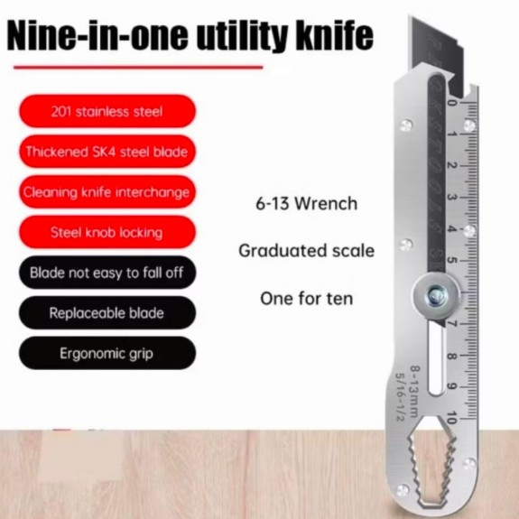 

FREE BUBBLEWRAP PISAU CUTTER BAJA PEMOTONG MULTIFUNGSI ANTI KARAT 9IN1