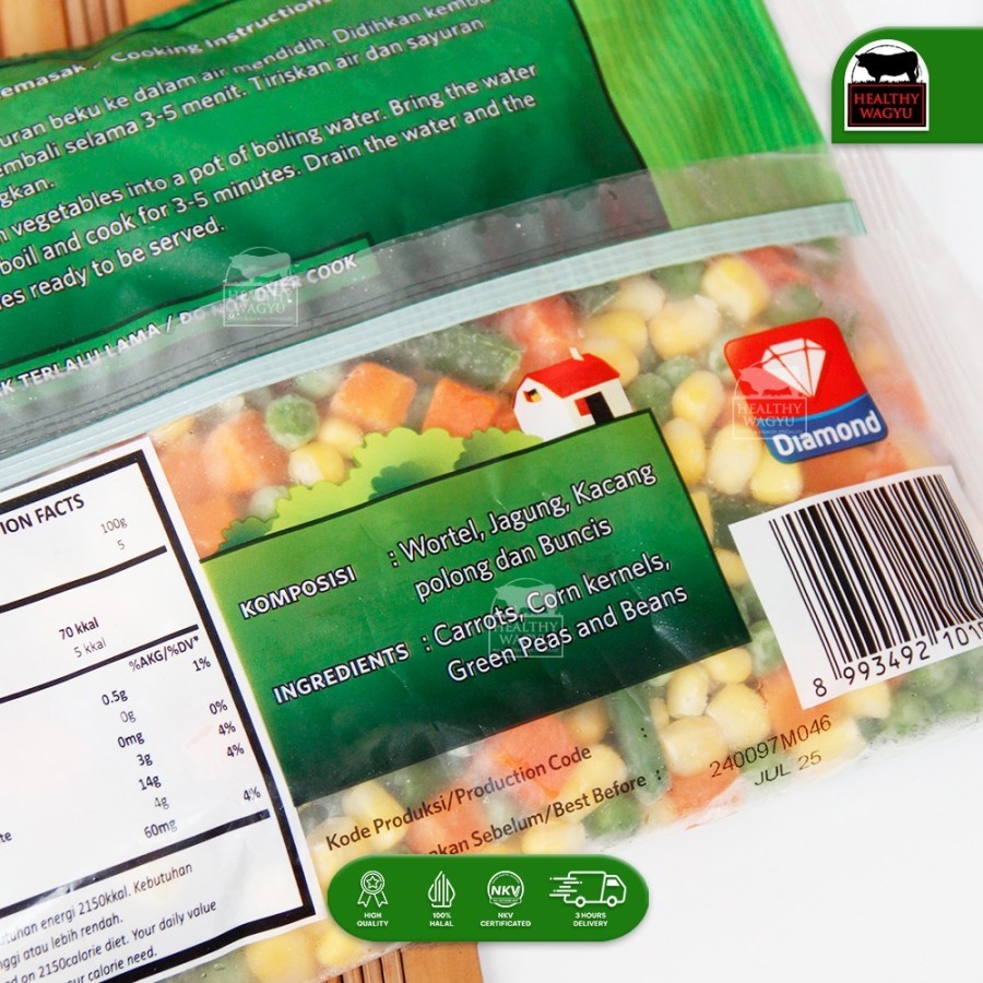 

Classica2106 Golden Farm Mix Vegetable 500Gr Healthy Wagyu