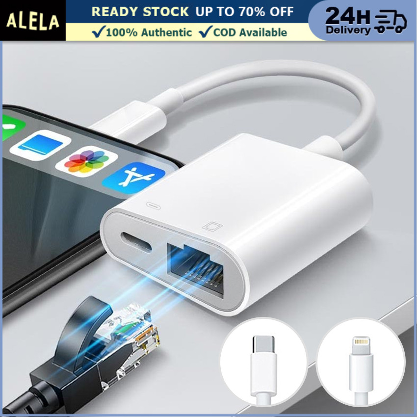 Converter Type-C / Lightning to LAN Ethernet RJ45 Adapter Charger Konektor Hub