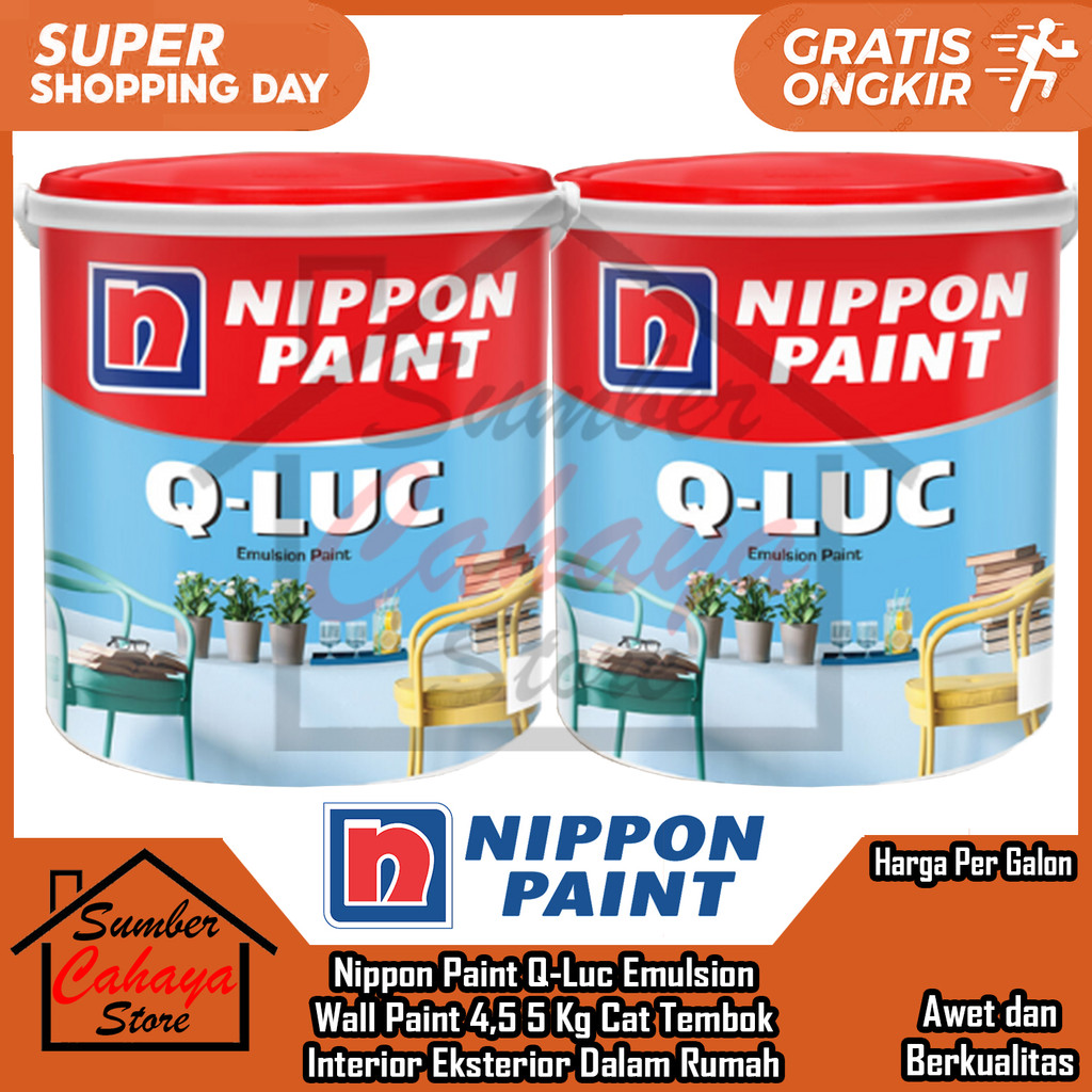 Nippon Paint Q-Luc Emulsion Paint Cat Tembok Nipon Qluc 4,5 Kg Wall Paint Dinding Interior Eksterior