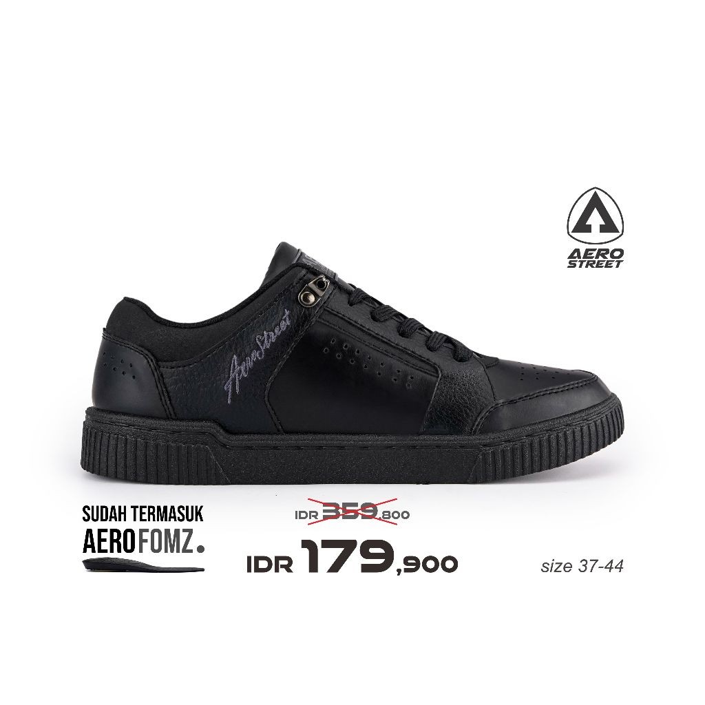 Aerostreet 37-44 Classic Hitam Hitam Hitam - Sepatu Sneakers Casual Pria Wanita