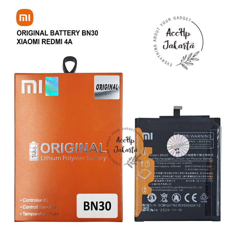 Baterai Batre Xiaomi Redmi 4a BN 30 - BN30 Batre Xiaomi Redmi 4a Ori Distributor