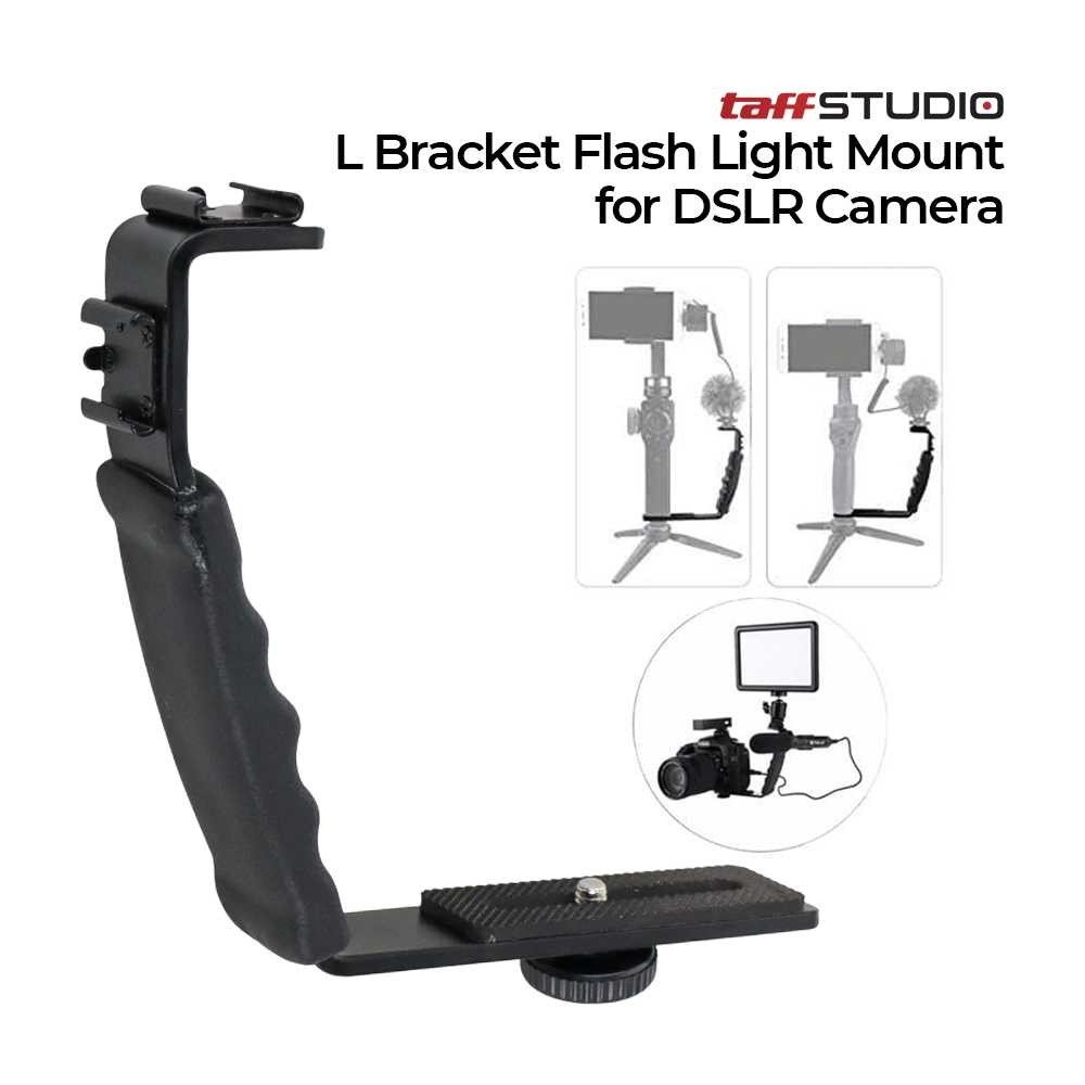 Stand Kamera L Bracket Flash Light Mount for DSLR Camera - TaffSTUDIO