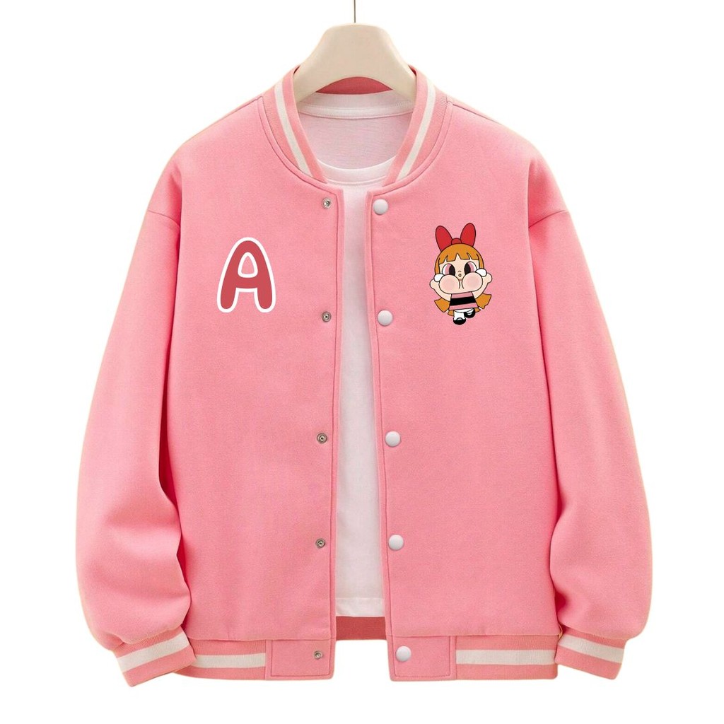 Jaket Baseball Varsity Couple Anak Remaja Perempuan Usia 1-18 Tahun Korean Style Bahan Tebal Adem