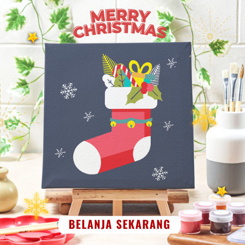 

Paint by number Pohon Natal diy painting canvas 20x20 alat lukis - Kaos kaki santa, 15x15