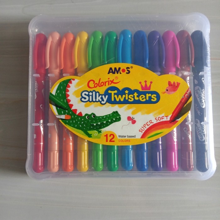 

crayon amos colorix silky twisters 3 in 1 12 colors / warna ori korea