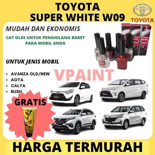 CAT OLES MOBIL TOYOTA AVANZA,AGYA,CALYA,RUSH WARNA PUTIH W09/CAT OLES PENGHILANG BARET