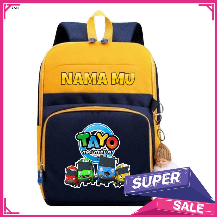 AMC Tas Ransel Anak Tayo The Little Bus – Backpack Sekolah TK SD Cowok Cewek, Tas Anak PAUD Lucu Mua