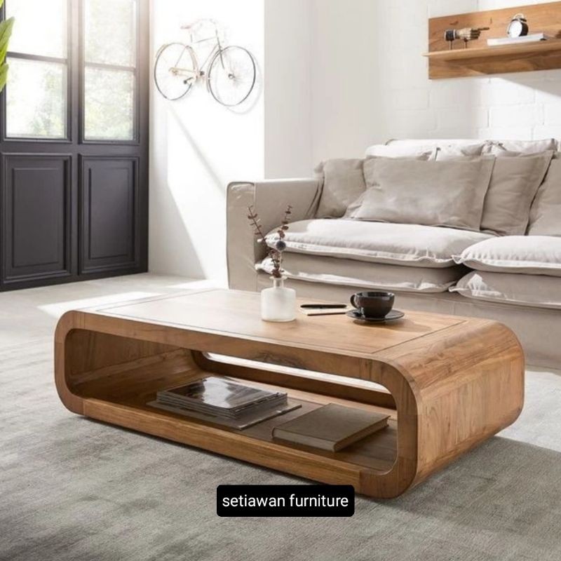Meja Ruang Tamu Kayu Jati Minimalis Modern - Meja Tamu Jati