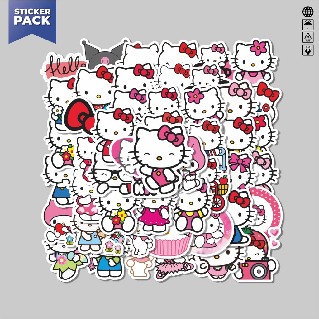 

[100PCS]Stiker Pack Stiker Kartun Hello Kitty Aesthetic Vinyl Anti Air Dekorasi Sticker Laptop Buku Journal Koper Helm Casing HP Gitar Helm Skateboard