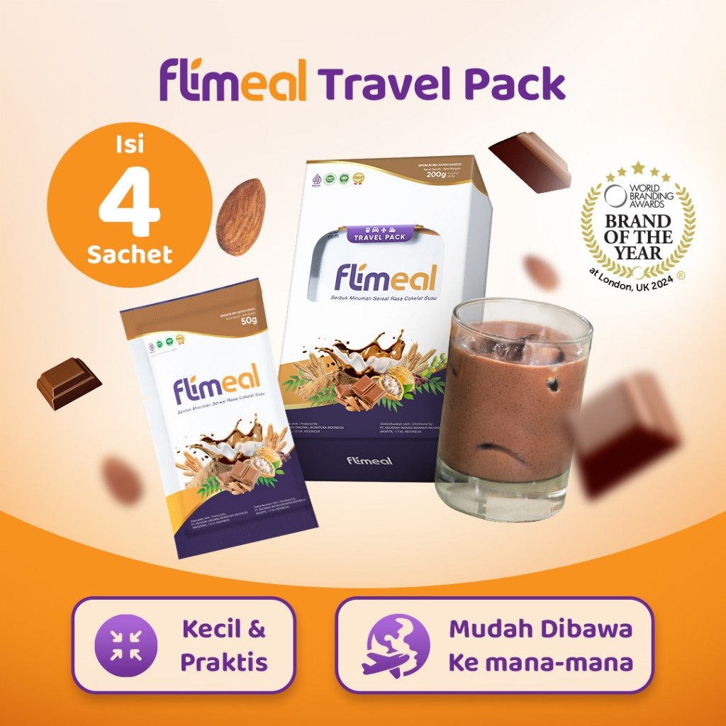

Flimeal (Meal Replacement) Travel Pack (isi 4 Sachet) - Coklat Susu