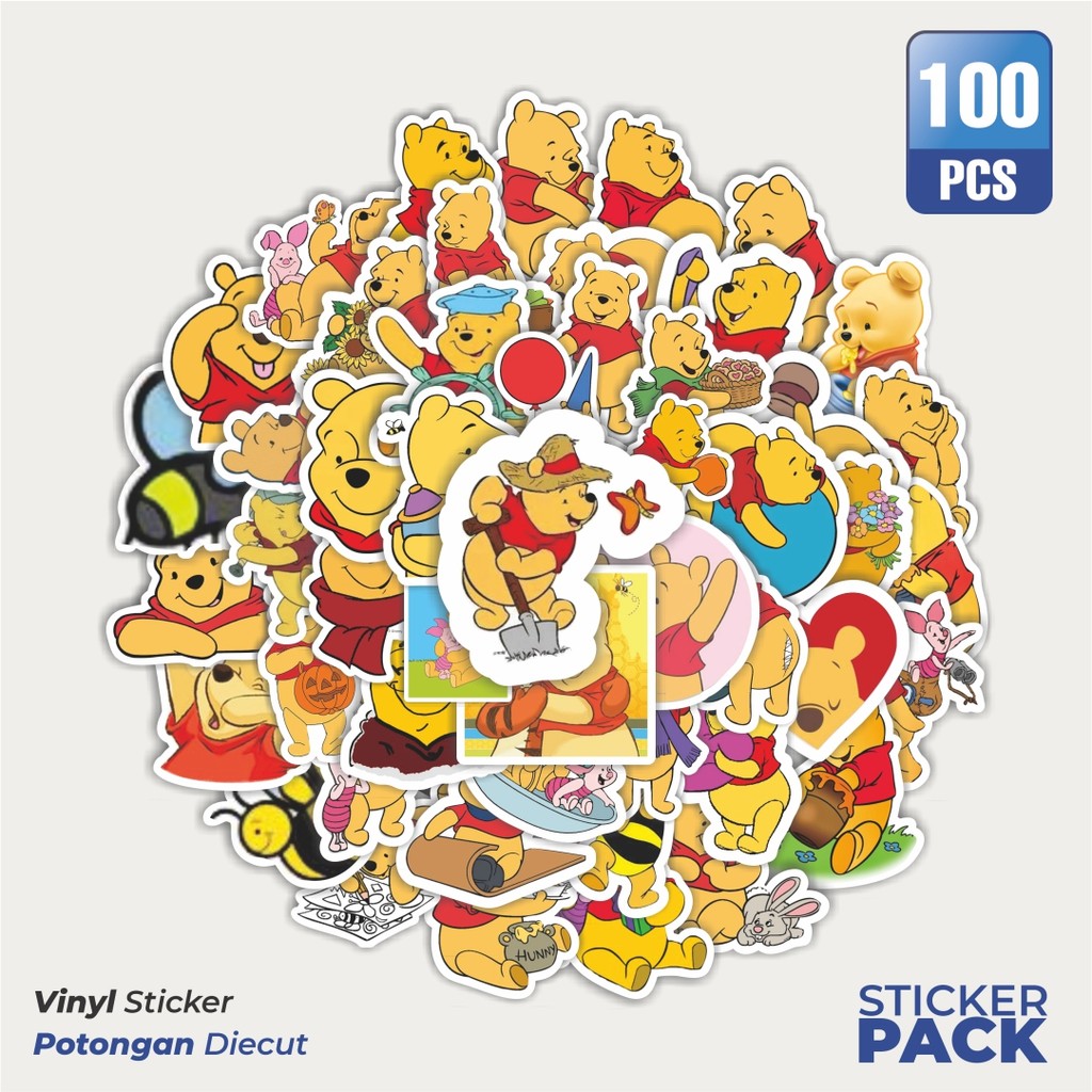 

Stiker Vinyl Stiker Kartun Winnie the Pooh Waterproof Aesthetic- Untuk Laptop, Motor, dan Helm - Paper Stationery Pack