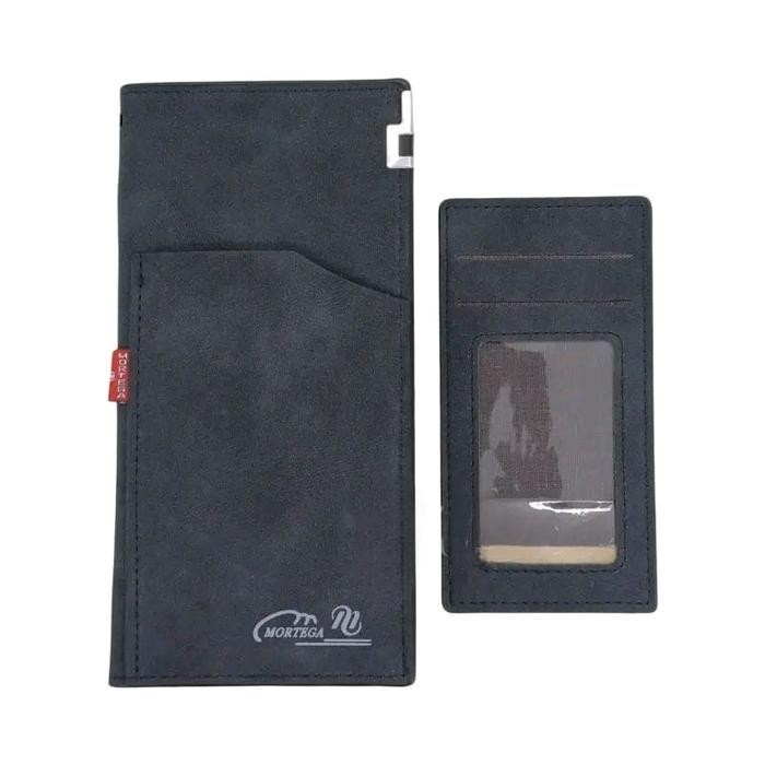 MORTEGA Dompet Lipat Panjang Pria Wanita Dompet Kulit Import Premium - Hitam