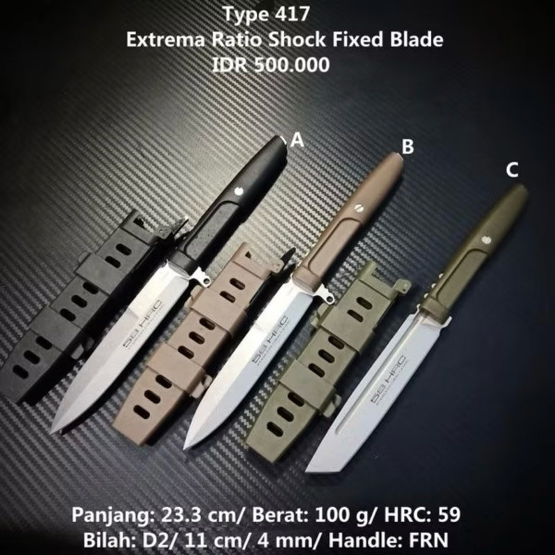 Pisau Outdoor Extrema Ratio Shock Berkualitas / Tactical knife extreme Ratio DK