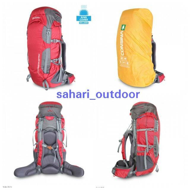 Tas gunung tas keril carrier consina bering 65+5 L include cover bag