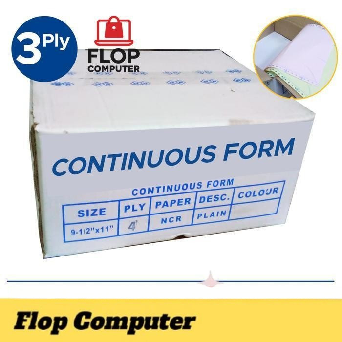 

Kertas Continues Form 3 Ply NCR 9 1/2 x 11 Inch Paper