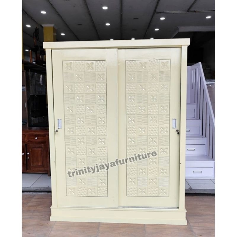 Lemari Pakaian Jati 2 Pintu Jumbo Sliding Duco/Candra Furniture