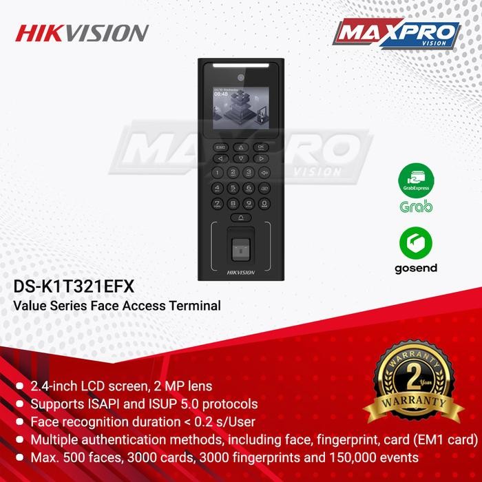 

DS-K1T321EFX - HIKVISION ACCESS CONTROL FINGERPRINT, FACE, EM CARD