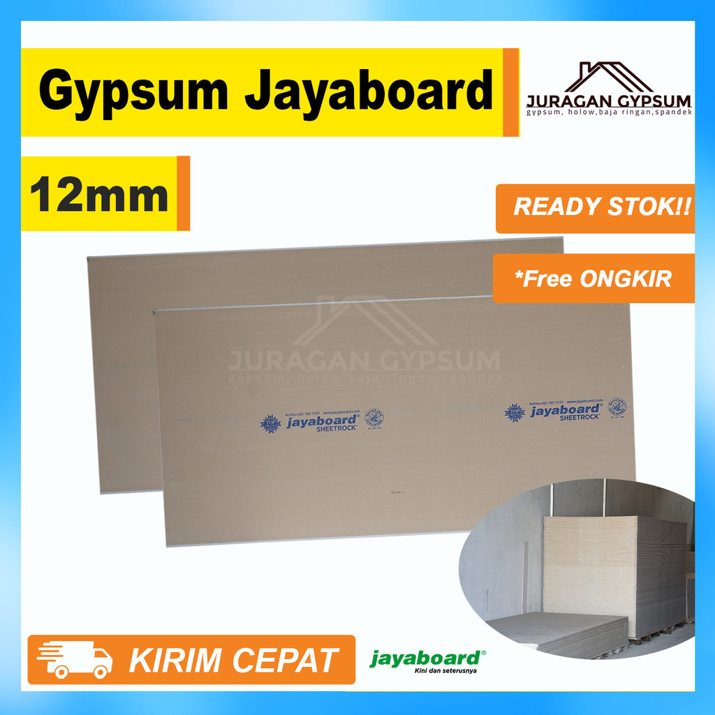GYPSUM JAYABOARD 12mm / Papan Gipsum Jaya 12 mm / Jayaboard Sheetrock