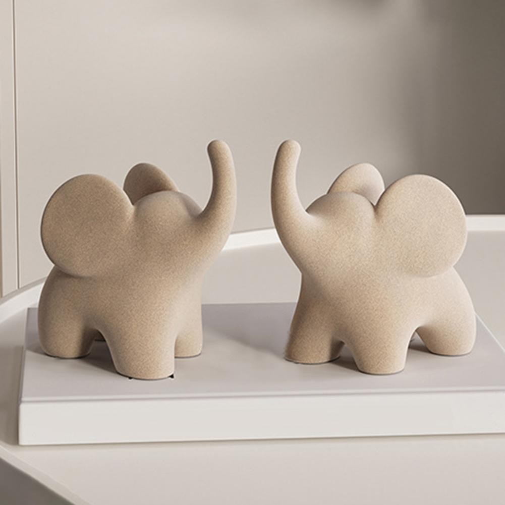 

Elephant Statue Home Decor Elegant Resin Elephant Figurine for Home Office Decor White Flocking Elephant Statue for Women