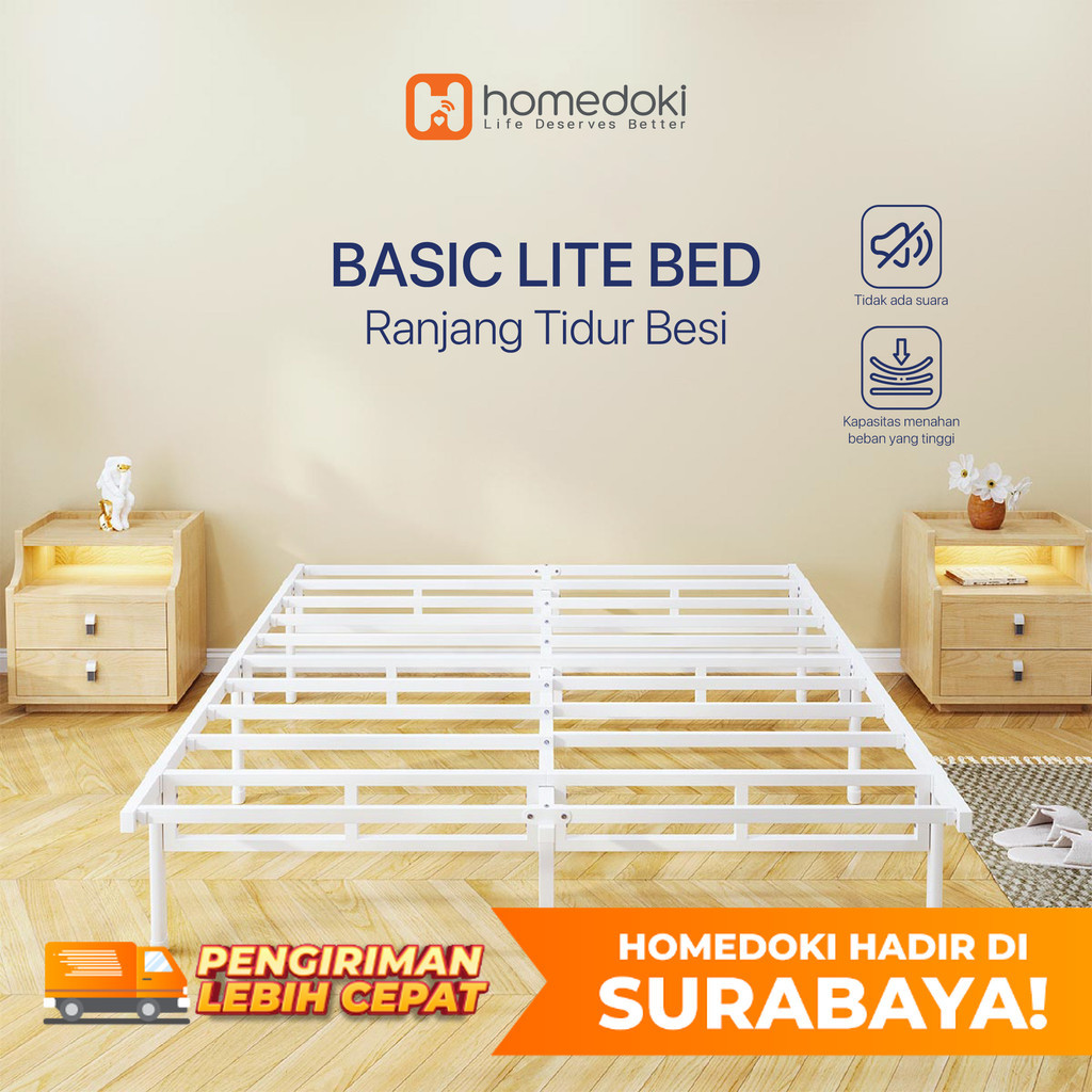 Homedoki Surabaya- BASICLITEBED WHITE Series / Tempat Tidur Lipat / Yelena Ranjang Tidur Divan / Pui