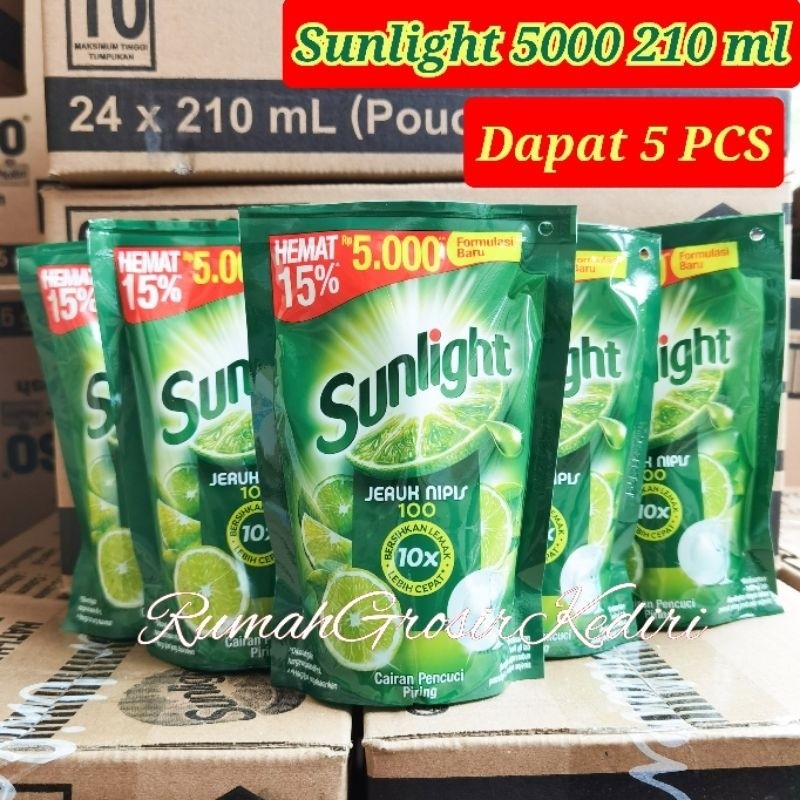 

Sunlight Cuci Piring 5000/210 ml PAKET 5 PCS Sabun Cuci Piring