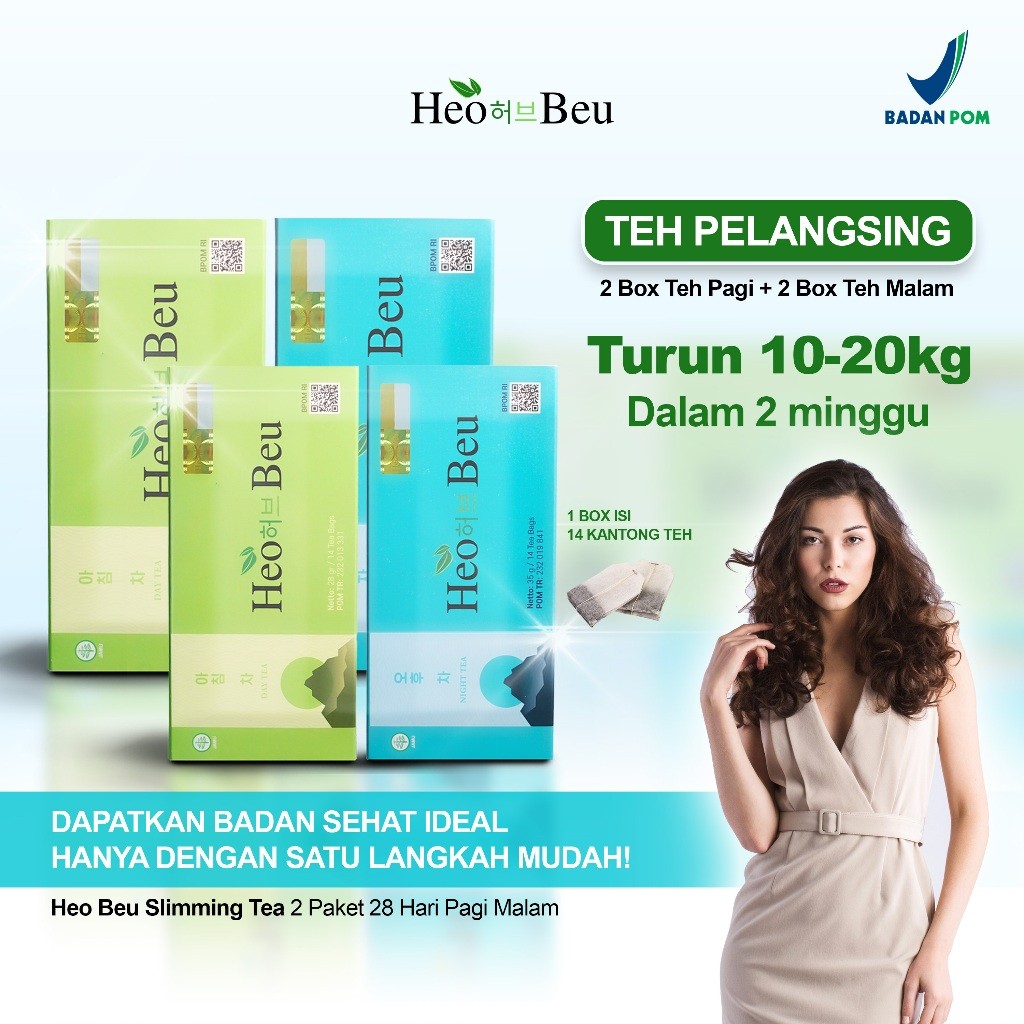 HeoBeu 1 Paket Pagi & Malam Heo Beu Bundling 2 Paket 1 Pagi Malam - Teh Diet dan Pelangsing HeoBeu S