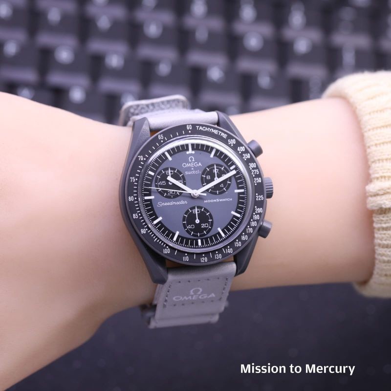 Promo Jam Tangan Unisex Pria / Wanita Murah Analog Swatch X Omg uk40mm Premium A+ Tali Nilon Kanvas 