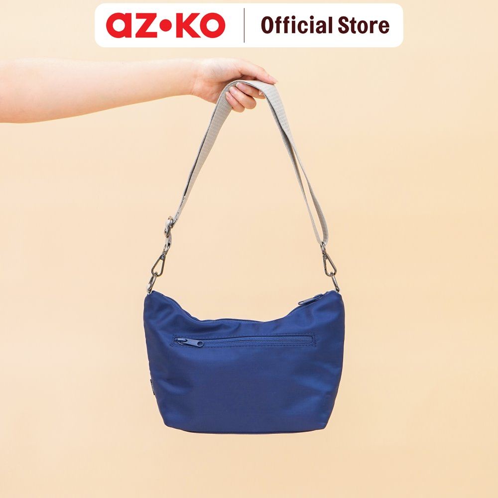 AZKO Ataru Baguette Tas Selempang Nylon - Biru Navy Sling Bag Stylish Tas Crossbody Cewek Woman Mini