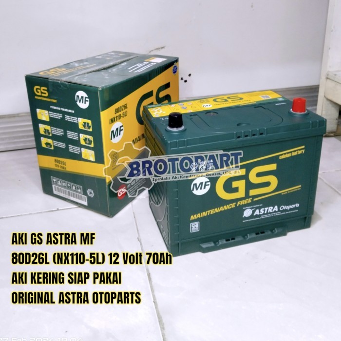 Aki Mobil Isuzu MU-X, Nissan Elgrand GS ASTRA 80D26L MF Aki Kering 70Ah ORIGINAL ASTRA OTOPARTS
