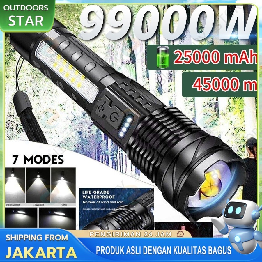 Senter Swat Police Terbaik / zoom 7 mode cahaya senter/Senter Led Rechargeable /Senter led a76 jarak