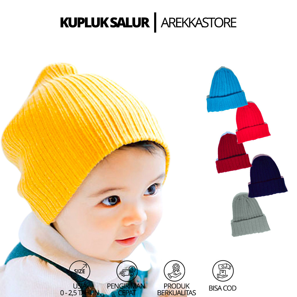 Kupluk Bayi Salur Ciput Newborn Baru Lahir Bahan Rajut Lembut Usia 0 - 2,5 Tahun