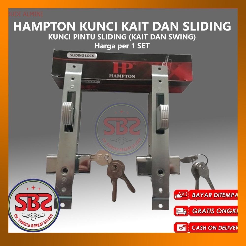 HAMPTON KUNCI PINTU ALUMUNIUM SLIDING MODEL KAIT DAN SWING