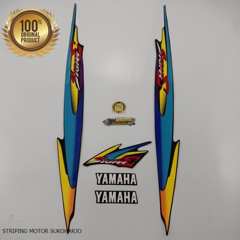 (ORI) Striping Yamaha Sigma body standar biru kuning kualitas original