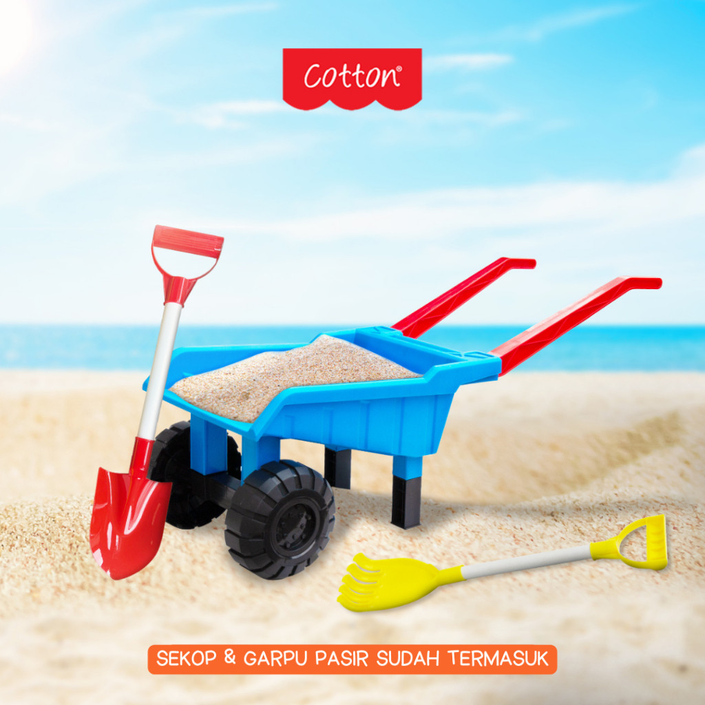 Cotton Gerobak Pasir Mainan Gerobak Pasir Angkut Pantai Anak Sekop dan Garpu Pasir Mainan Pantai