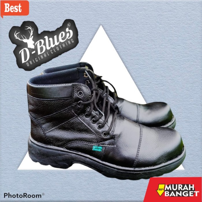 sepatu safety terbaik Sepatu Safety Boots Pria Kulit Sepatu Sefty Boot Proyek Krisbow Pria - Hitam, 