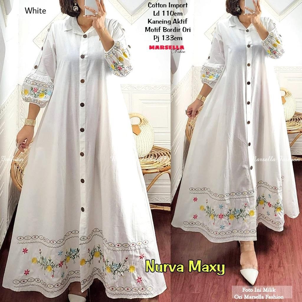 pw99jy MUMU - Gamis Dress Katun Bordir Premium Edlyn Maxy 2 by Fashion Grosir Solo