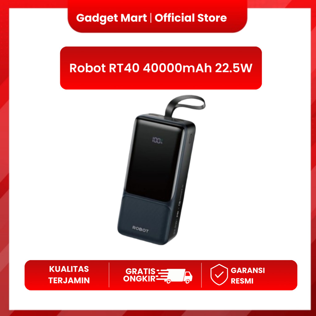 Robot RT40 40000mAh 22.5W High Capacity Fast Charging Powerbank QC3.0