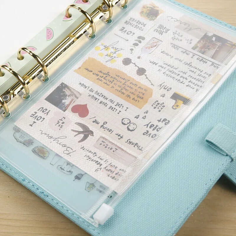 

10pcs A6 Saku Zip Flipchart Binder Ritsleting Tas 6-cincin Lepas Tas PVC Folder Persediaan Kantor Kantong Tahan Air