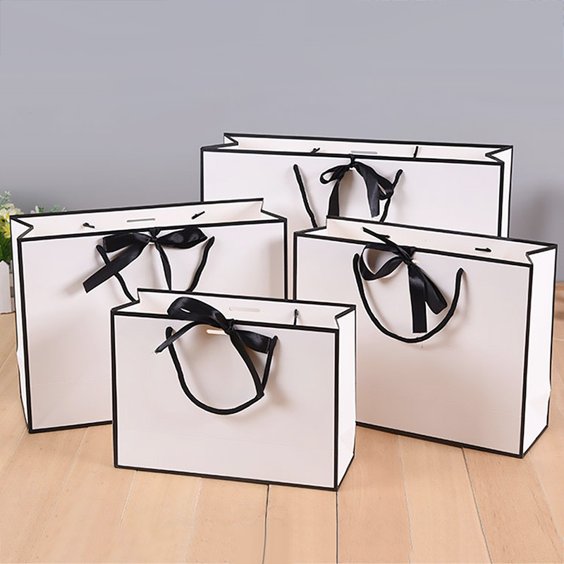 

Upscale White Kraft Gift Bag Present Box For Pajamas Clothes Books Packaging Handle Paper Box Shopping Bags Kraft Paper Gift Bag