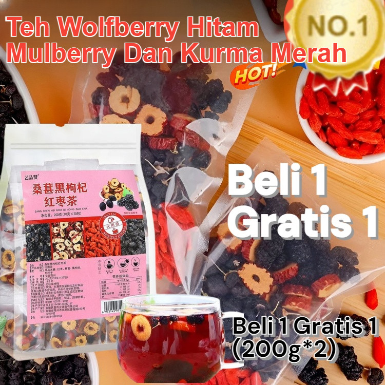 

✨(Beli 1 Gratis 1）【Perlengkapan Idul Fitri】 Mulberry,Wolfberry,Kurma Merah Dan Teh Pelindung Hati/Teh Murbei Rose Wolfberry/teh kesehatan/Begadang Teh Memperbaiki Warna Kulit/Black Wolfberry Mulberry Red Date Tea